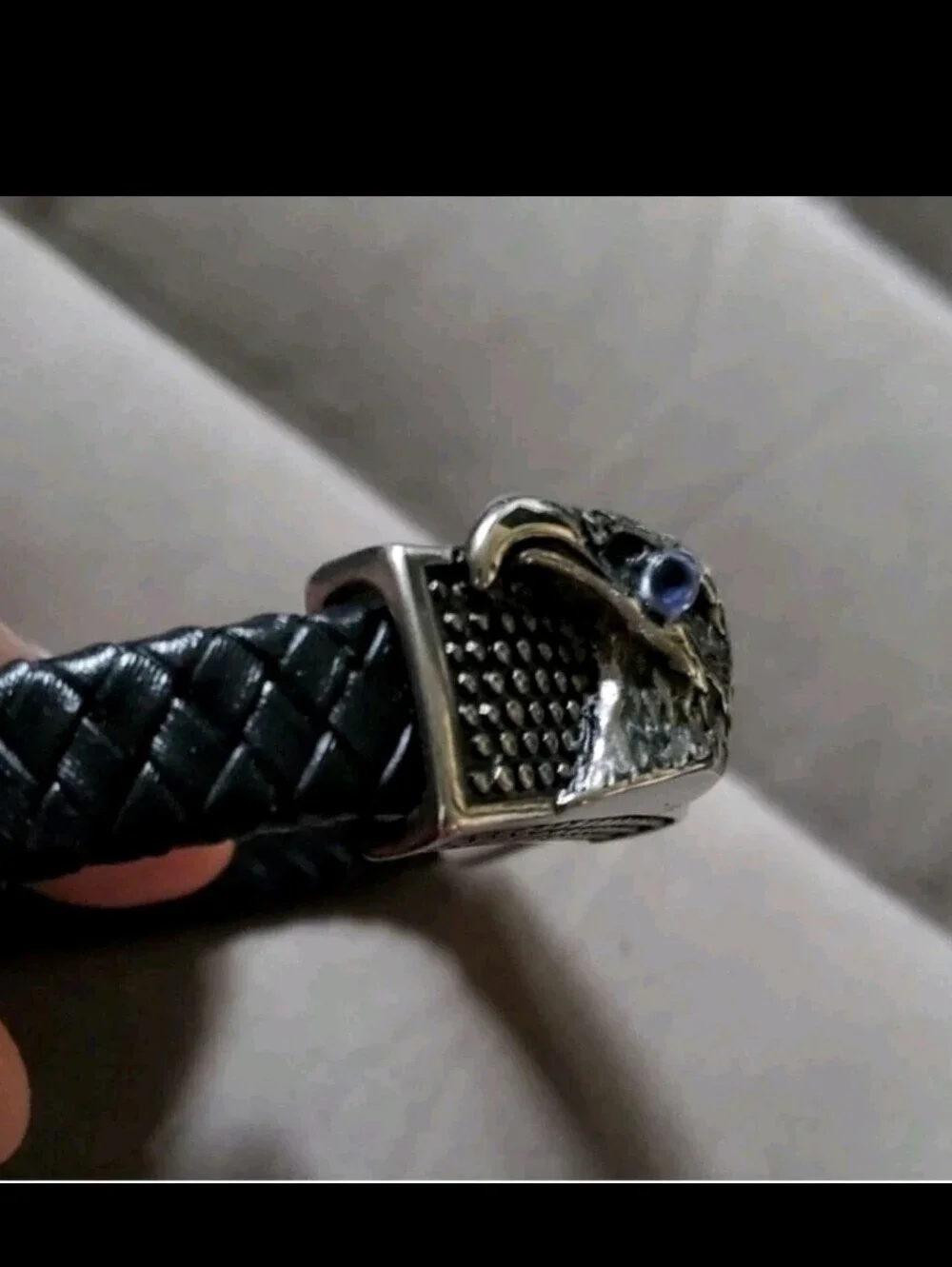 Genuine Leather Stainless Steel Tanzanite Eagle Bracelet